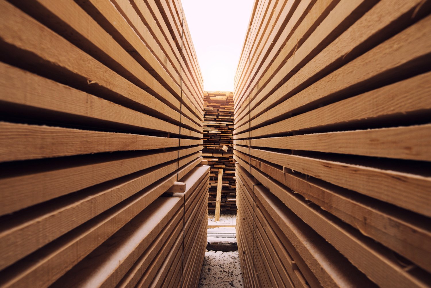 Stack of wooden planks